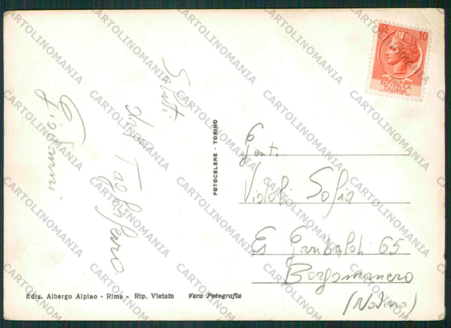 Vercelli Rima Valsesia PIEGHE Foto FG cartolina KV8562 – retro