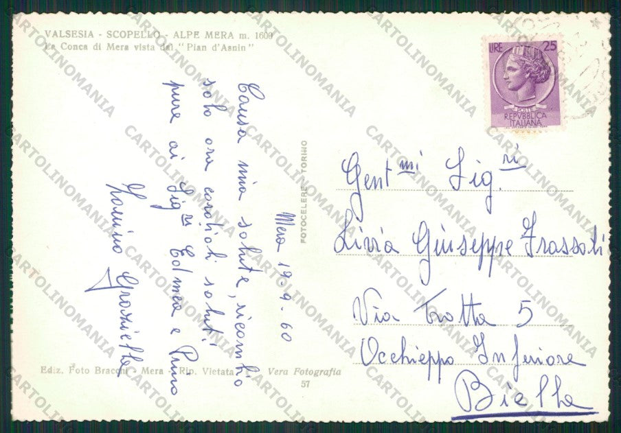 Vercelli Scopello PIEGHINE Foto FG cartolina KV8576 – retro