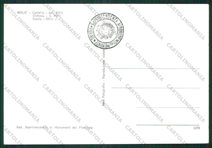 Torino Agliè Castello Foto FG cartolina KV8579 – retro