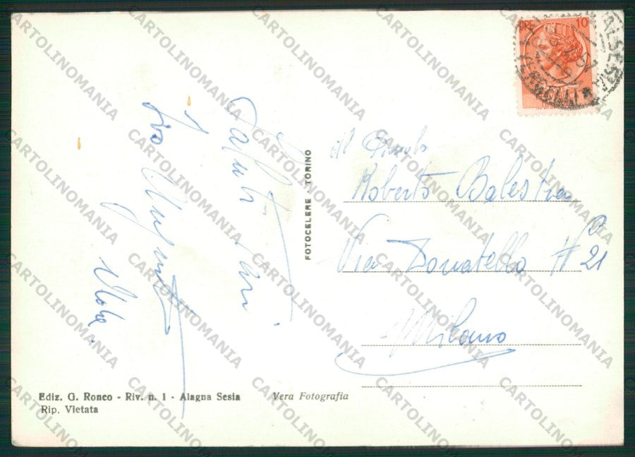 Vercelli Alagna Sesia Foto FG cartolina KV8614 – retro