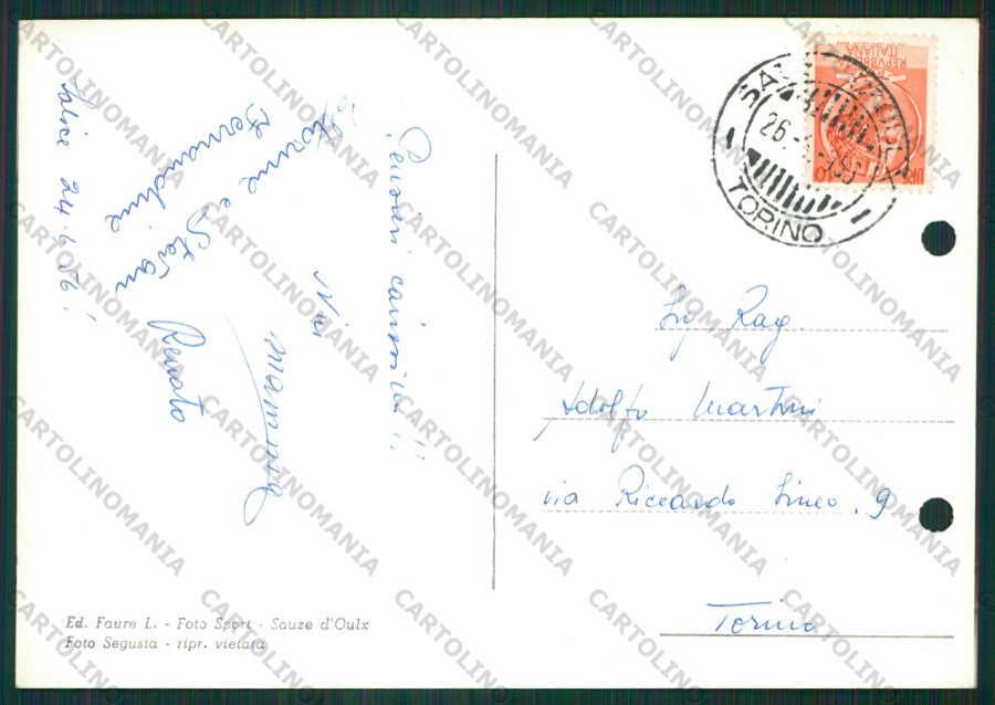 Torino Sauze d'Oulx FORI ARCHIVIO Foto FG cartolina KV8629 – retro