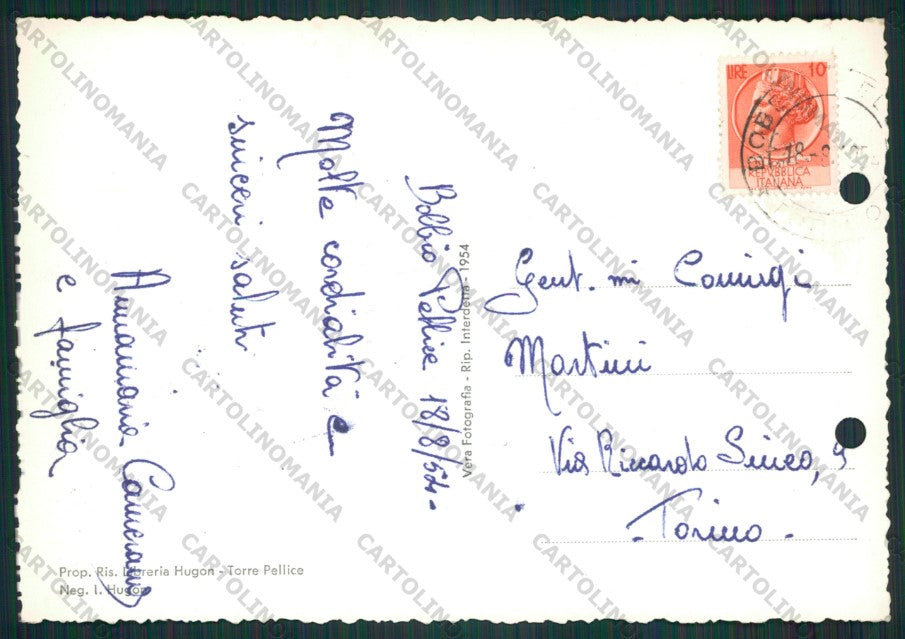 Torino Val Pellice Rifugio Barbara FORI ARCHIVIO Foto FG cartolina KV8637 – retro