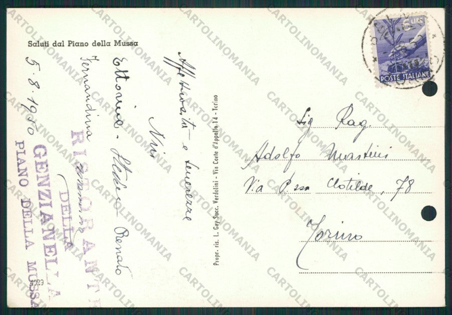 Torino Balme Piano della Mussa FORI ARCHIVIO Foto FG cartolina KV8641 – retro