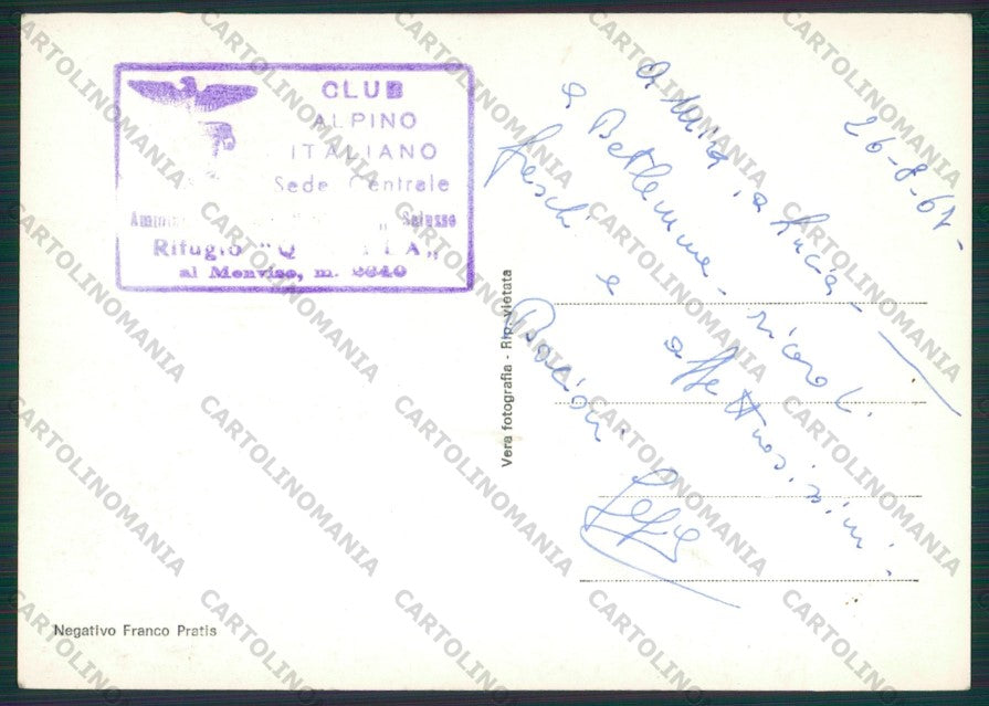 Cuneo Crissolo Rifugio Quintino Sella Moviso Cai Foto FG cartolina KV8681 – retro