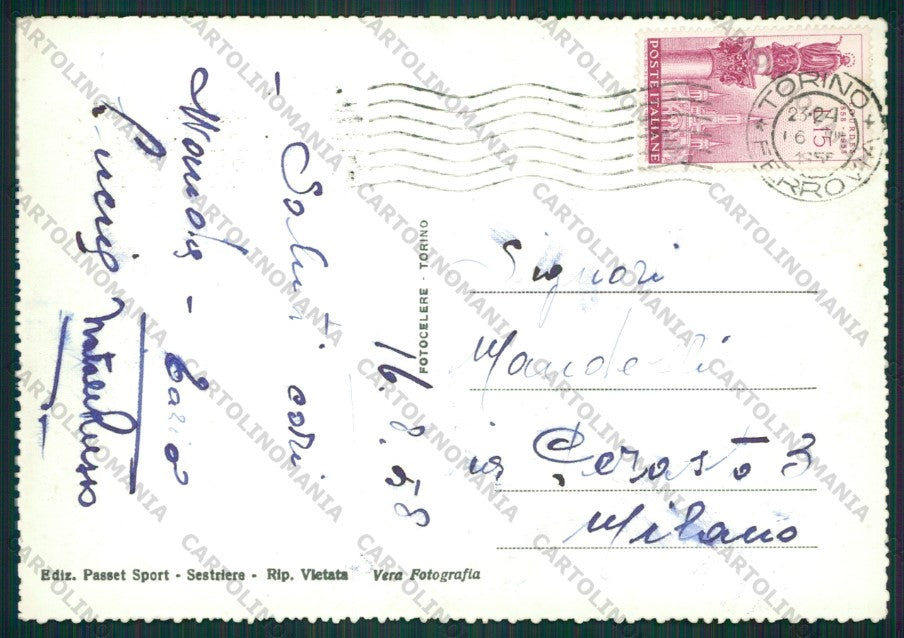 Torino Sestriere PIEGHE Foto FG cartolina KV8705 – retro
