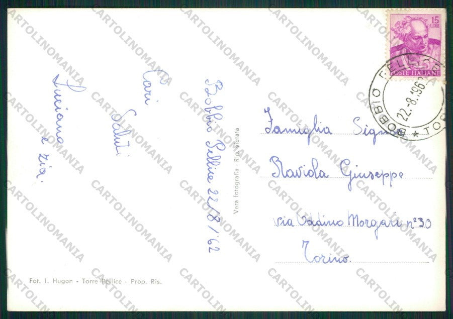 Torino Bobbio Pellice Foto FG cartolina KV8714 – retro