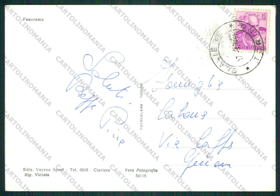 Torino Claviere Foto FG cartolina KV8723 – retro