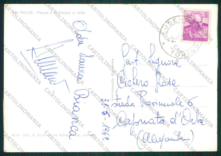 Torino Val Pellice Pianprà Friolent Foto FG cartolina KV8727 – retro
