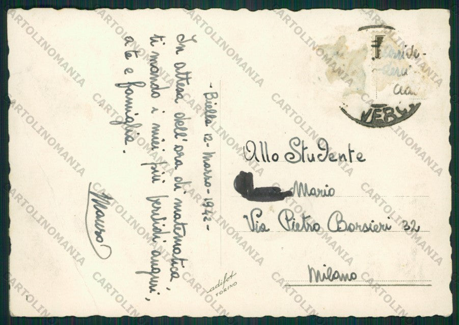 Biella Città Carducci PIEGHINE COLLA Foto FG cartolina KV8728 – retro