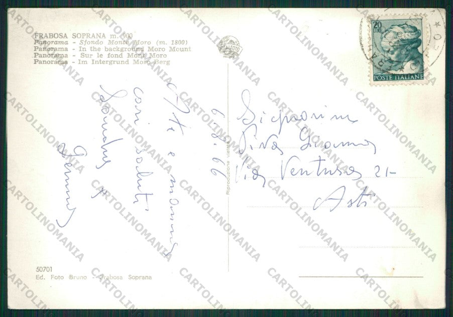 Cuneo Frabosa Soprana Monte Moro Foto FG cartolina KV8730 – retro