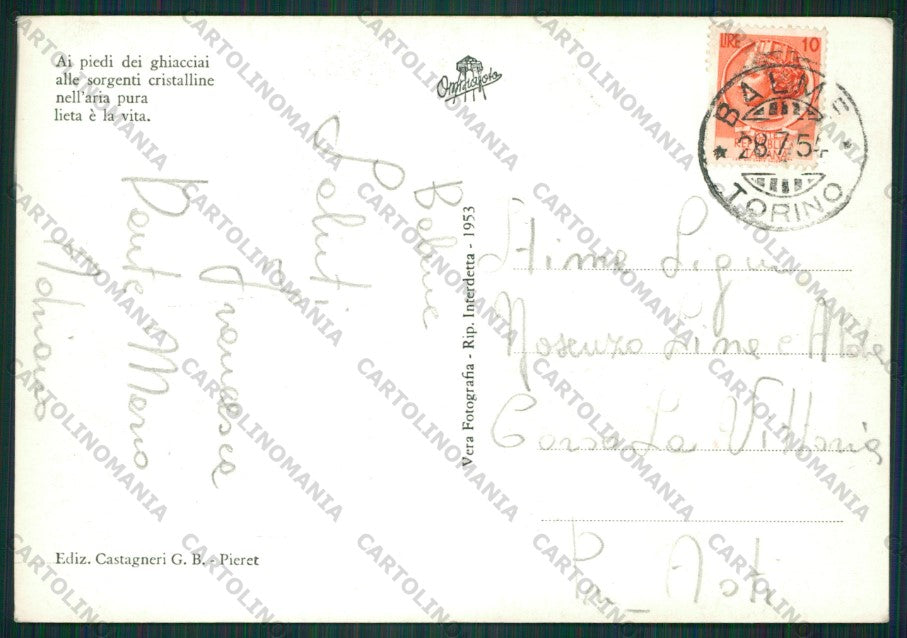 Torino Balme Pian della Mussa Ciamarella Foto FG cartolina KV8733 – retro
