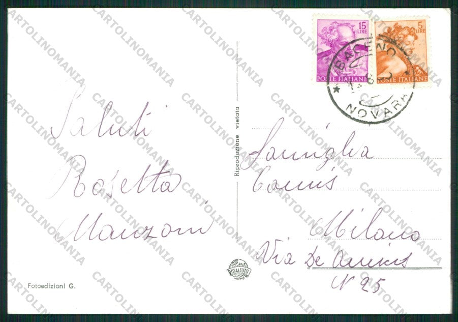 Verbania Alpe Devero Punta Rossa Passo Rossa Pizzo Fizi Foto FG cartolina KV8817 – retro