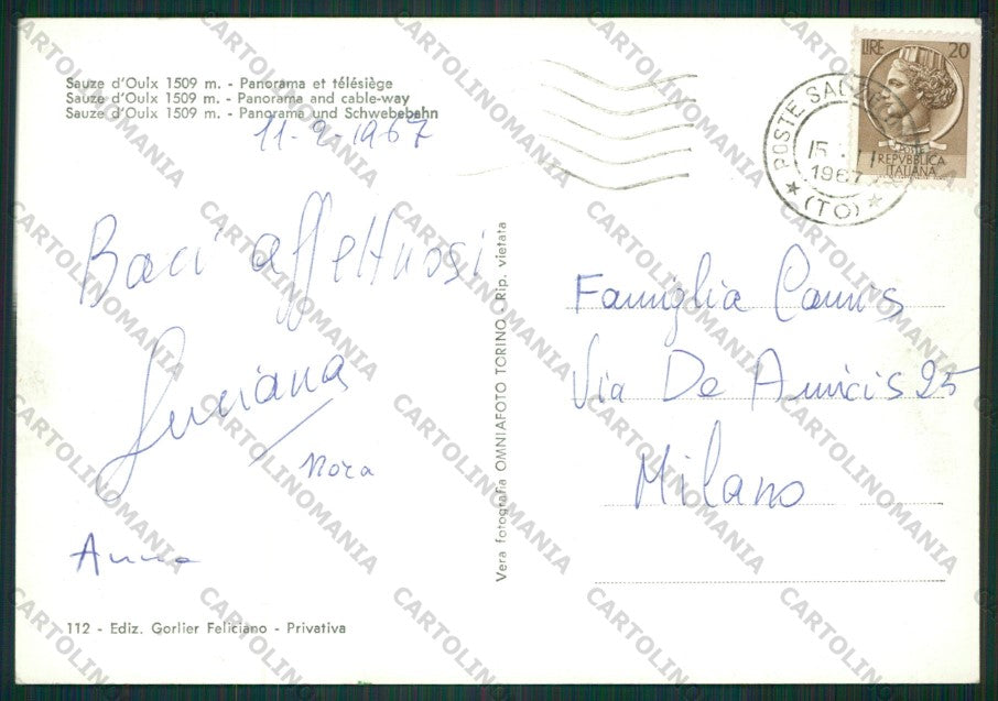 Torino Sauze d'Oulx Nevicata Sci Foto FG cartolina KV8820 – retro