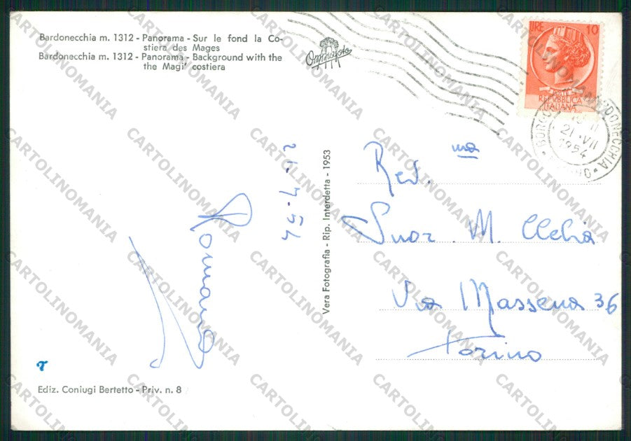 Torino Bardonecchia Costiera Tre Re Magi Foto FG cartolina KV8831 – retro