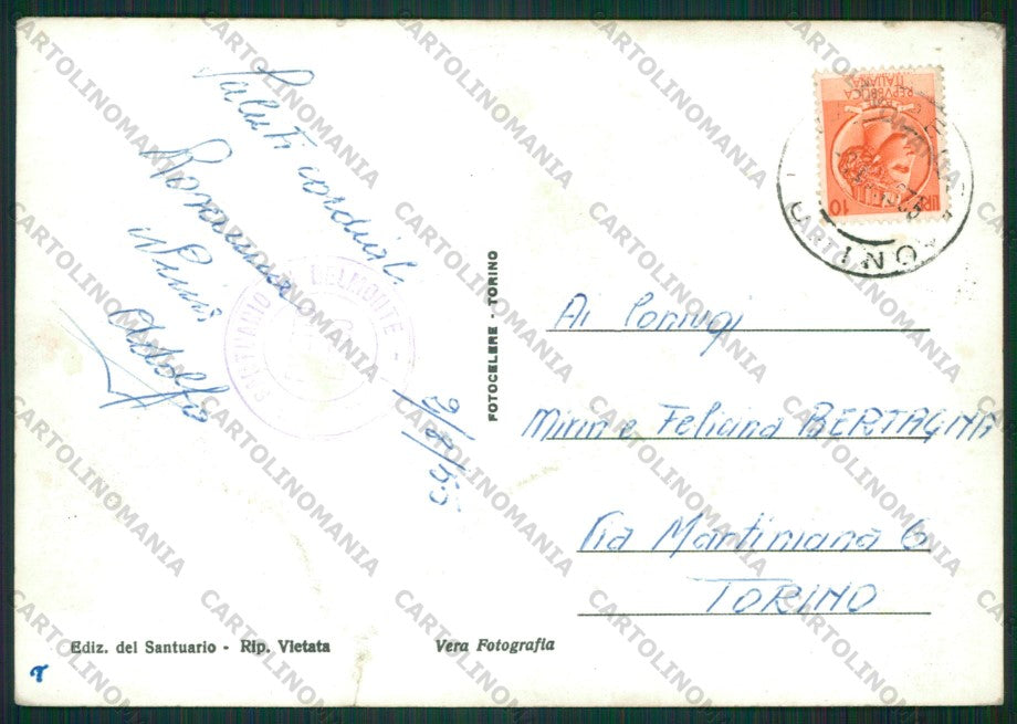 Torino Valperga Canavese Belmonte Santuario di PIEGHINE Foto FG cartolina KV8847 – retro
