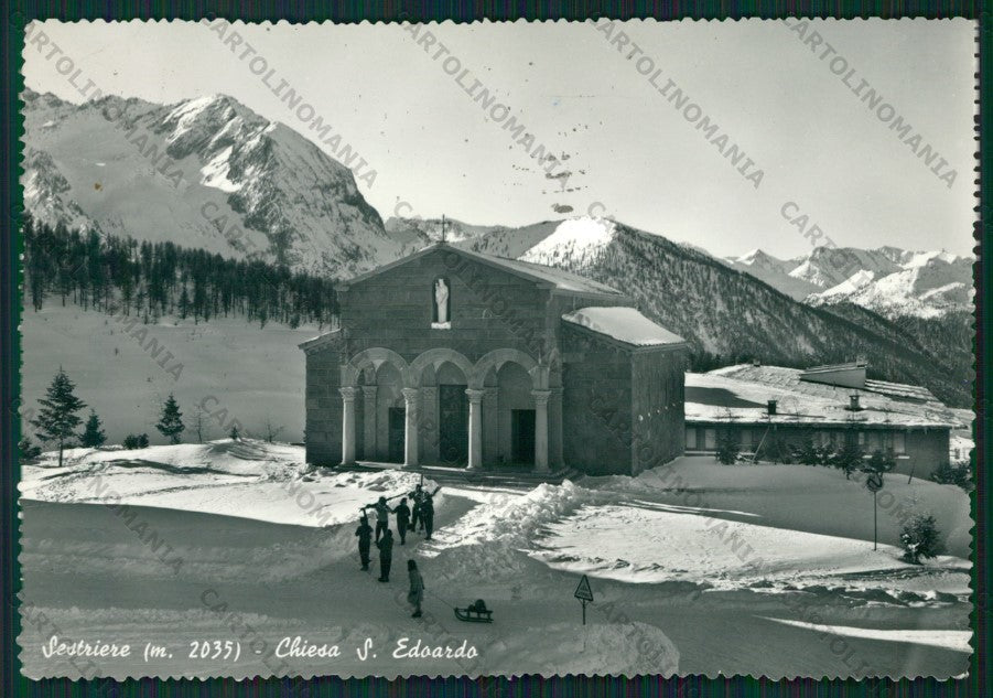 Torino Sestriere Nevicata Sci Foto FG cartolina KV8848 – fronte