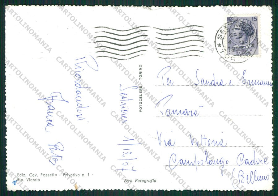 Torino Sestriere Nevicata Sci Foto FG cartolina KV8848 – retro