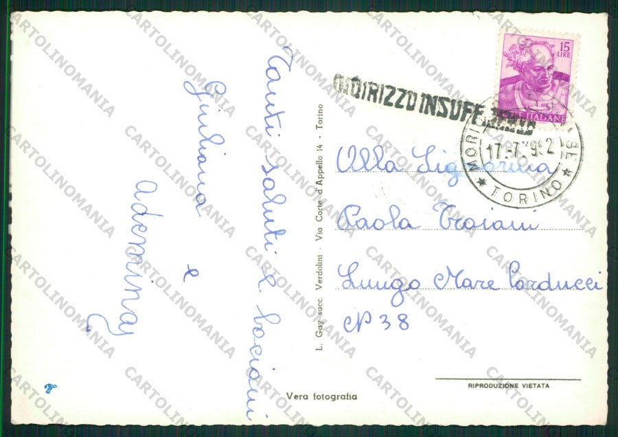 Torino Moriondo Torinese Castello Foto FG cartolina KV8881 – retro