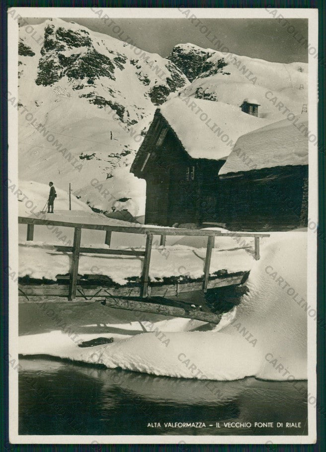 Verbania Formazza Riale Sci Nevicata PIEGHINA Foto FG cartolina KV8892 – fronte