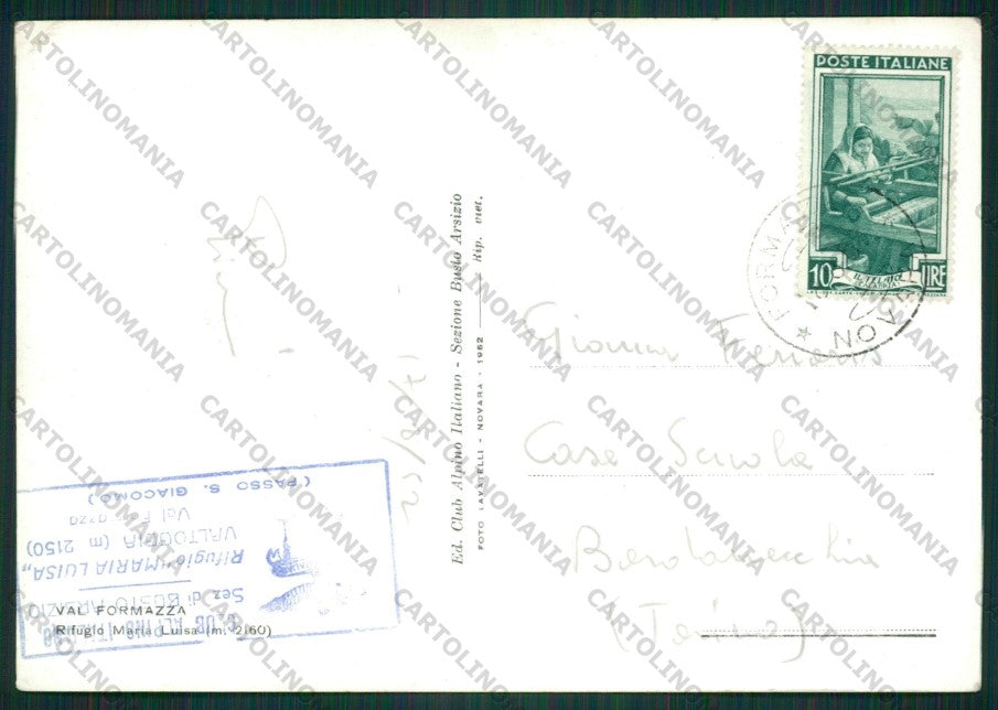 Verbania Valtoggia Val Formazza Rifugio Maria Luisa Cai Foto FG cartolina KV8907 – retro