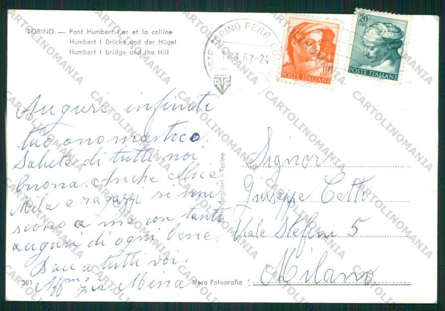 Torino Città PIEGHE STRAPPINO Foto FG cartolina KV8947 – retro