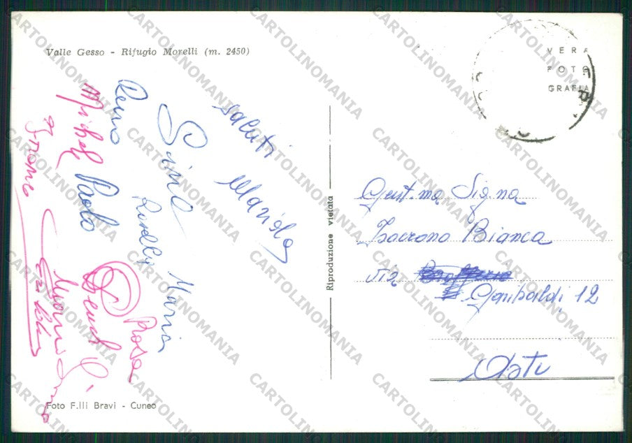 Cuneo Valle Gesso Rifugio Morelli Foto FG cartolina KV8997 – retro