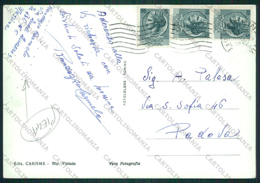 Messina Città Municipio PIEGA Foto FG cartolina KV9013 – retro