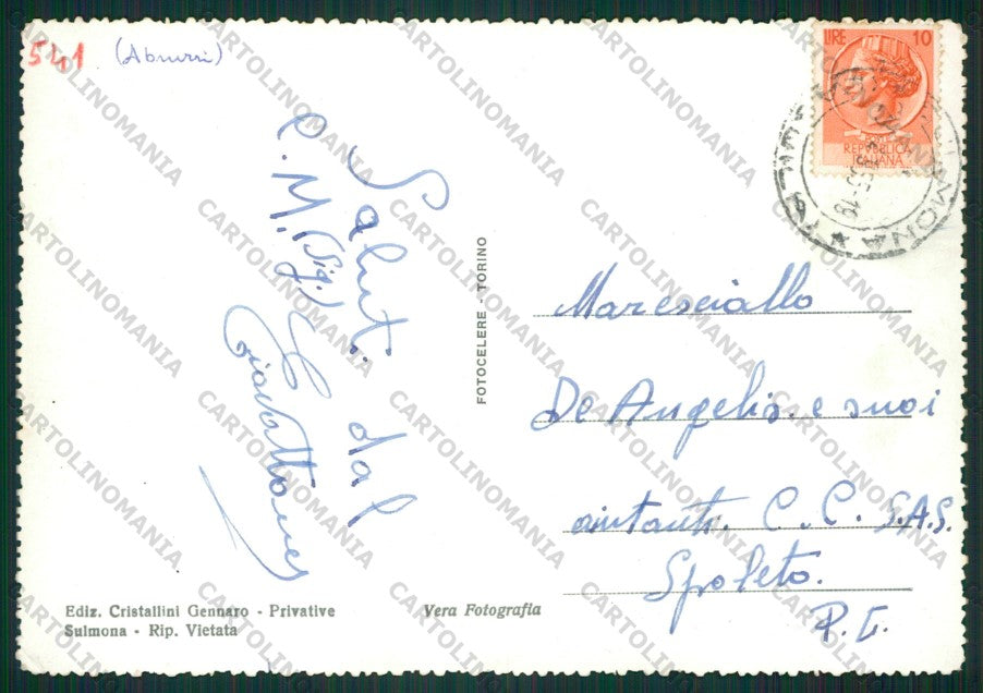 L'Aquila Sulmona Foto FG cartolina KV9021 – retro