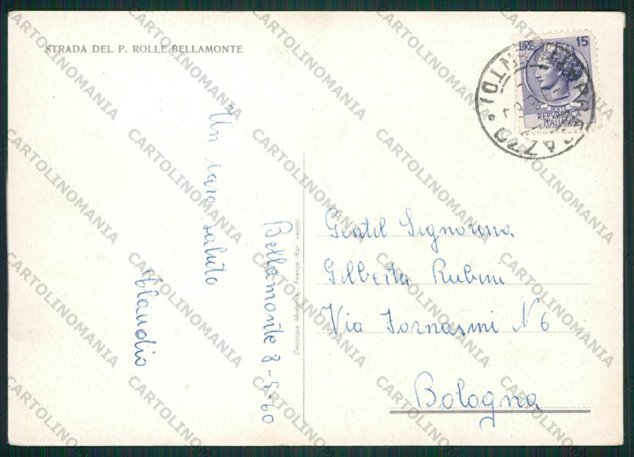 Trento Bellamonte Strada Passo Rolle FG cartolina KV9025 – retro