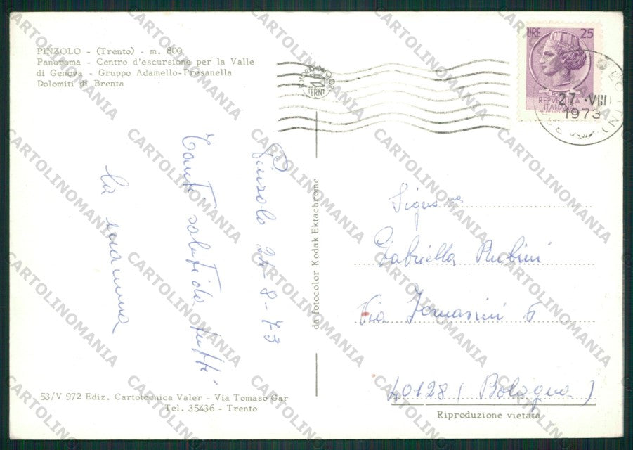 Trento Pinzolo Foto FG cartolina KV9028 – retro