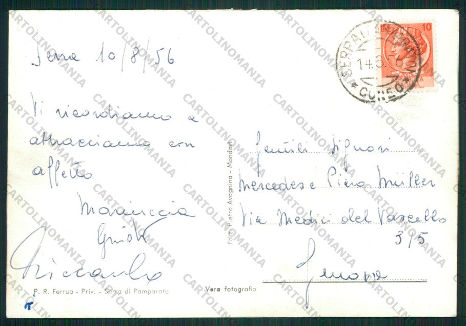 Cuneo Pamparato Serra di Valcasotto Rocche Pietrabruna Foto FG cartolina KV9043 – retro