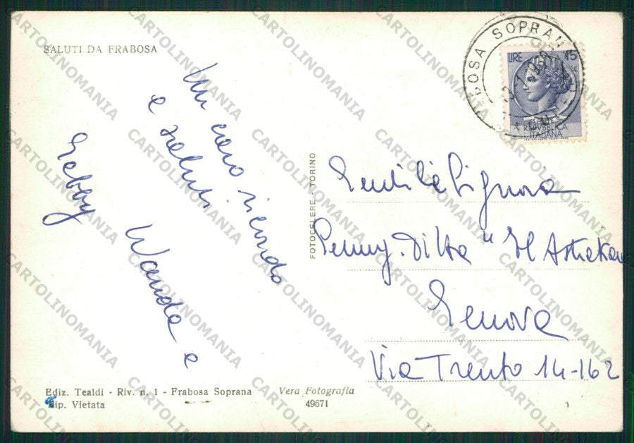 Cuneo Frabosa Soprana Nevicata PIEGHINE Foto FG cartolina KV9049 – retro