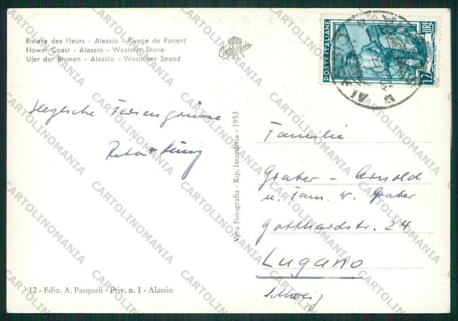 Savona Alassio Foto FG cartolina KV9061 – retro