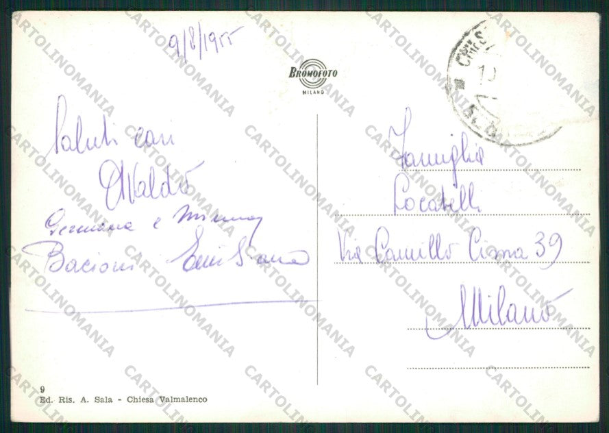 Sondrio Chiesa Valmalenco ABRASA Foto FG cartolina KV9124 – retro
