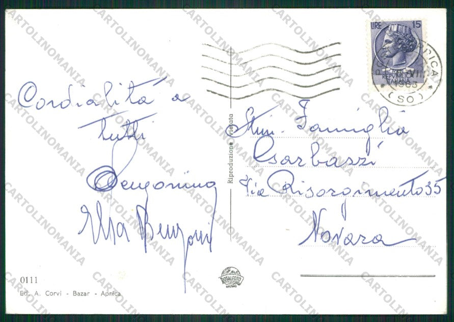 Sondrio Aprica Passo di Adamello Foto FG cartolina KV9130 – retro