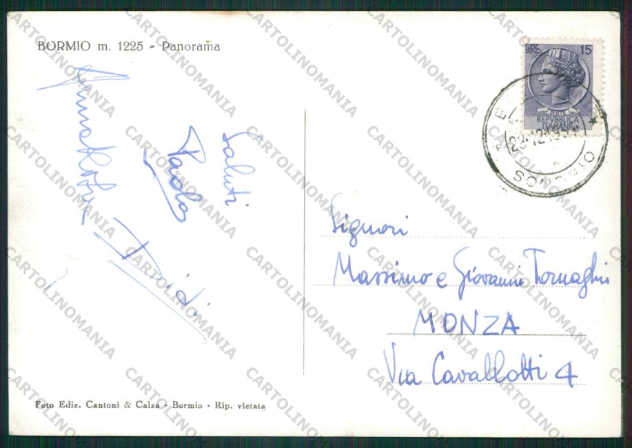 Sondrio Bormio Nevicata Foto FG cartolina KV9142 – retro