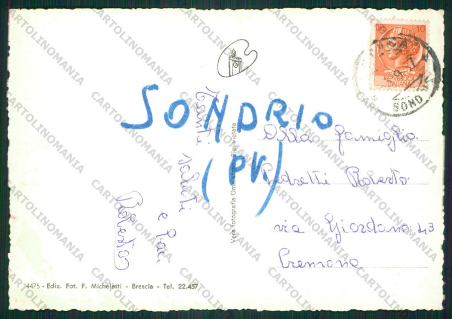 Sondrio Aprica Passo di Gruppo Adamello Foto FG cartolina KV9144 – retro