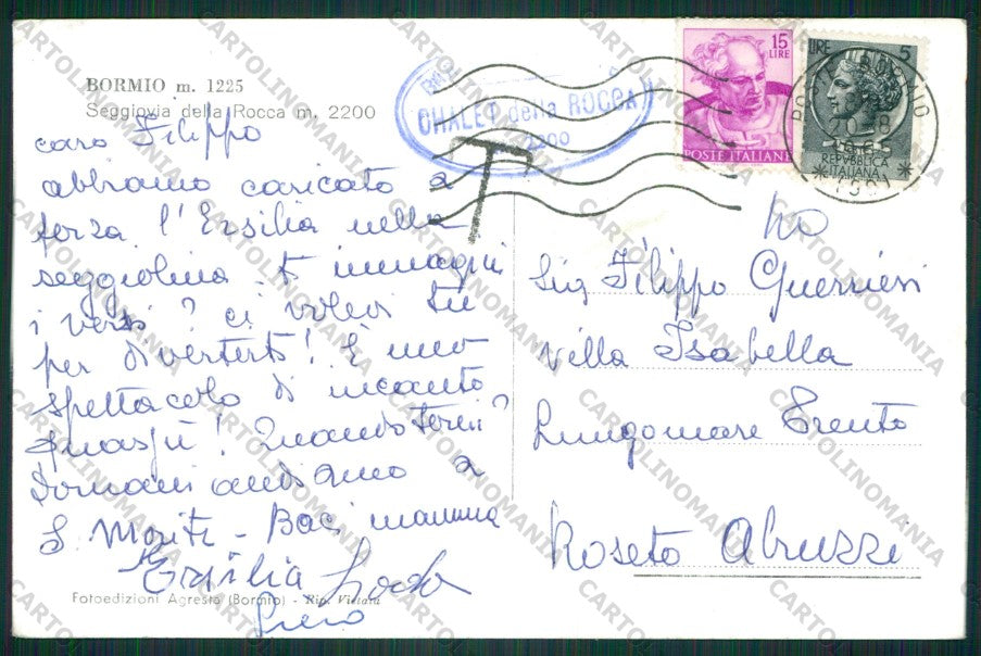 Sondrio Bormio Seggiovia Foto FG cartolina KV9151 – retro