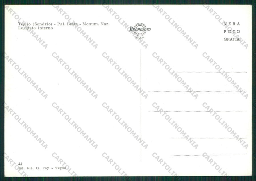 Sondrio Teglio Foto FG cartolina KV9162 – retro