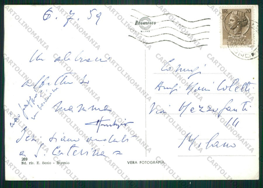 Sondrio Bormio Foto FG cartolina KV9170 – retro
