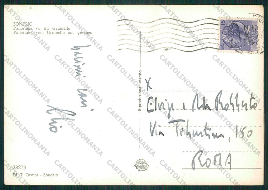 Sondrio Città Grumello ABRASA Foto FG cartolina KV9204 – retro