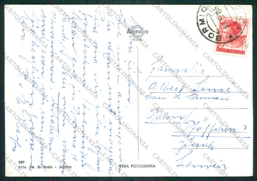 Sondrio Bormio PIEGHINA Foto FG cartolina KV9207 – retro