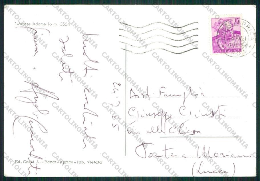 Sondrio Aprica Passo di Foto FG cartolina KV9226 – retro