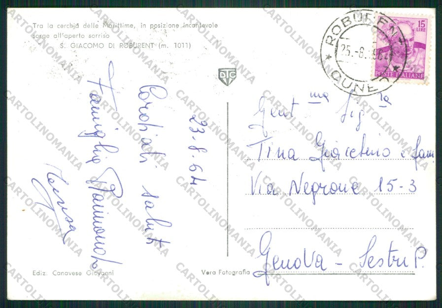 Cuneo Roburent San Giacomo di Foto FG cartolina KV9256 – retro