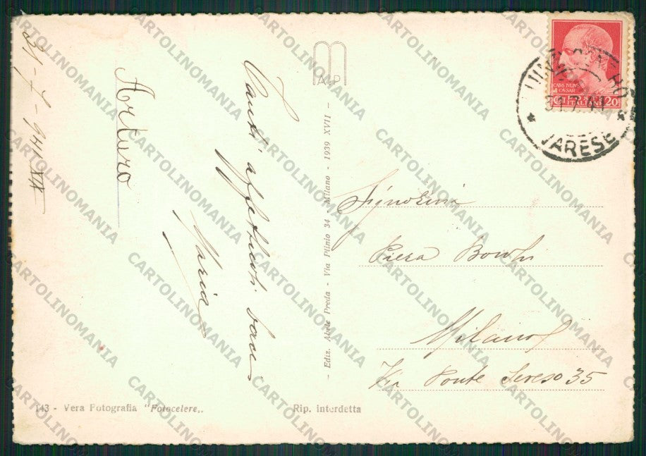 Varese Luino Lago Maggiore Battello PIEGHE Foto FG cartolina KV9276 – retro