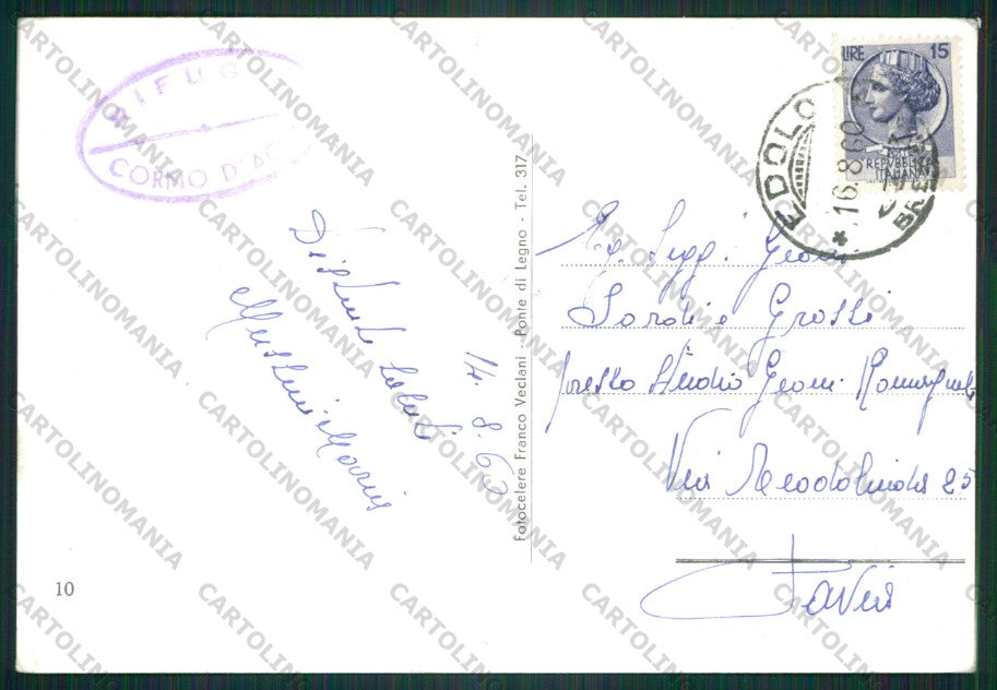 Brescia Ponte di Legno Rifugio Corno d'Aola Foto FG cartolina KV9313 – retro