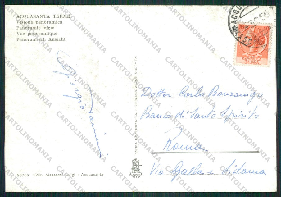 Ascoli Piceno Acquasanta Terme Foto FG cartolina KV9353 – retro