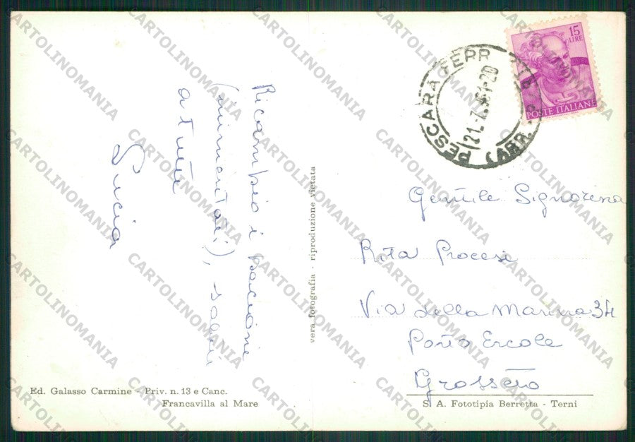Chieti Francavilla al Mare PIEGHINE Foto FG cartolina KV9355 – retro