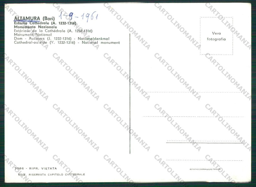 Bari Altamura Foto FG cartolina KV9361 – retro