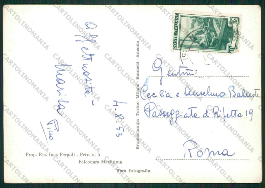 Ancona Falconara Marittima Foto FG cartolina KV9366 – retro